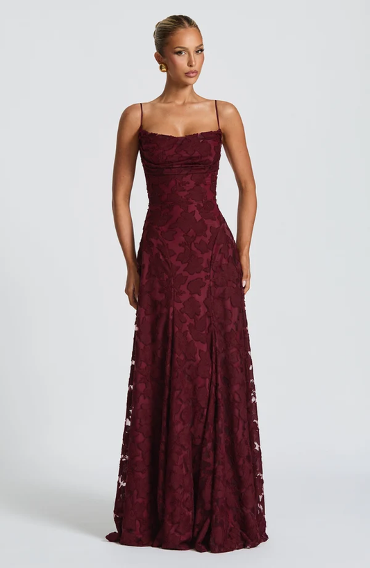 Isla | Maxi Dress with Flared Skirt and Lace-Up Back