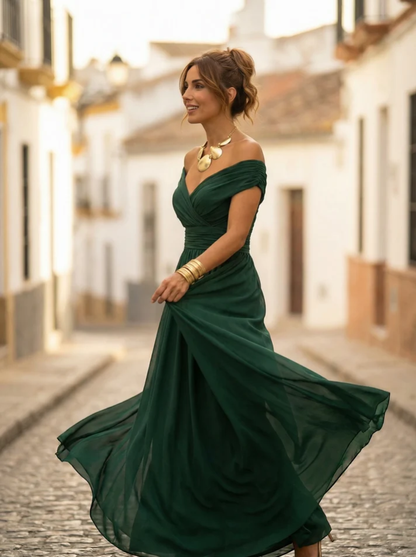 Ava | Maxi Dress with V-Neck and Ruched Waist