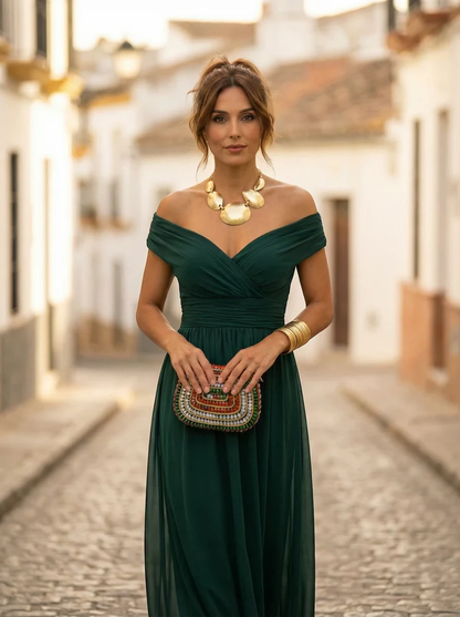 Ava | Maxi Dress with V-Neck and Ruched Waist