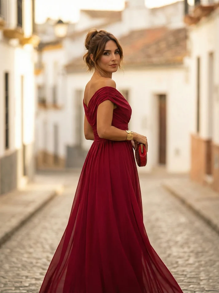 Ava | Maxi Dress with V-Neck and Ruched Waist