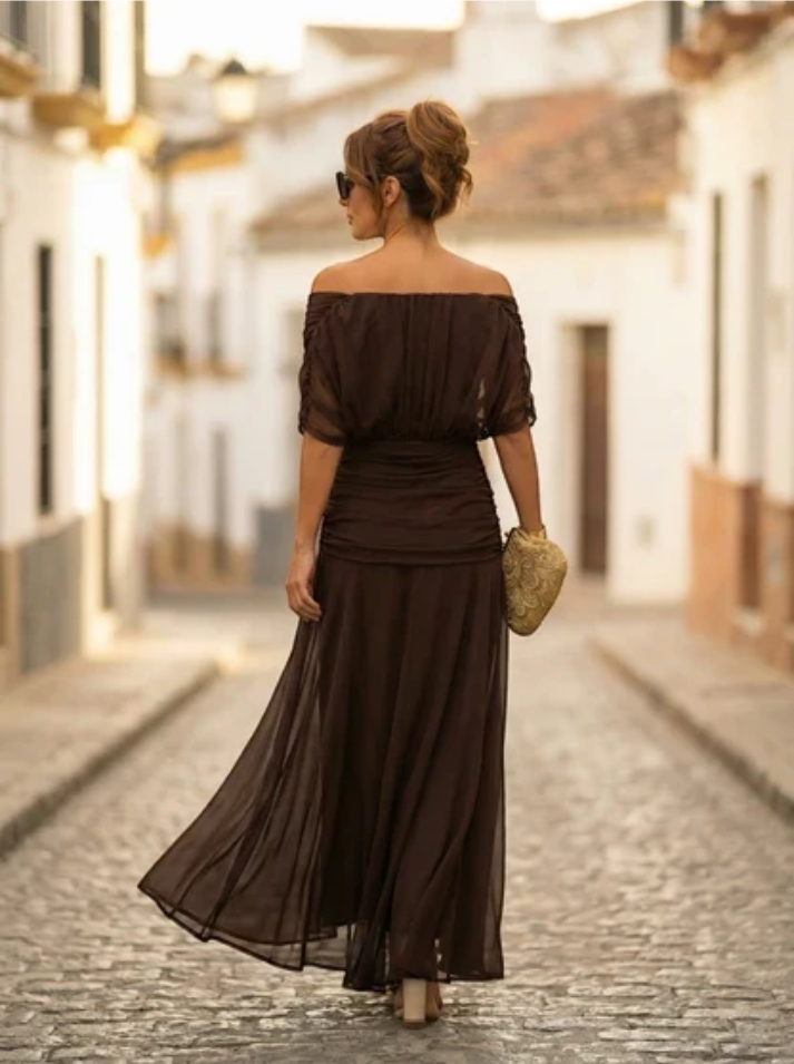 Ava | Maxi Dress with V-Neck and Ruched Waist