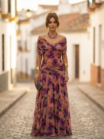 Ava | Maxi Dress with V-Neck and Ruched Waist
