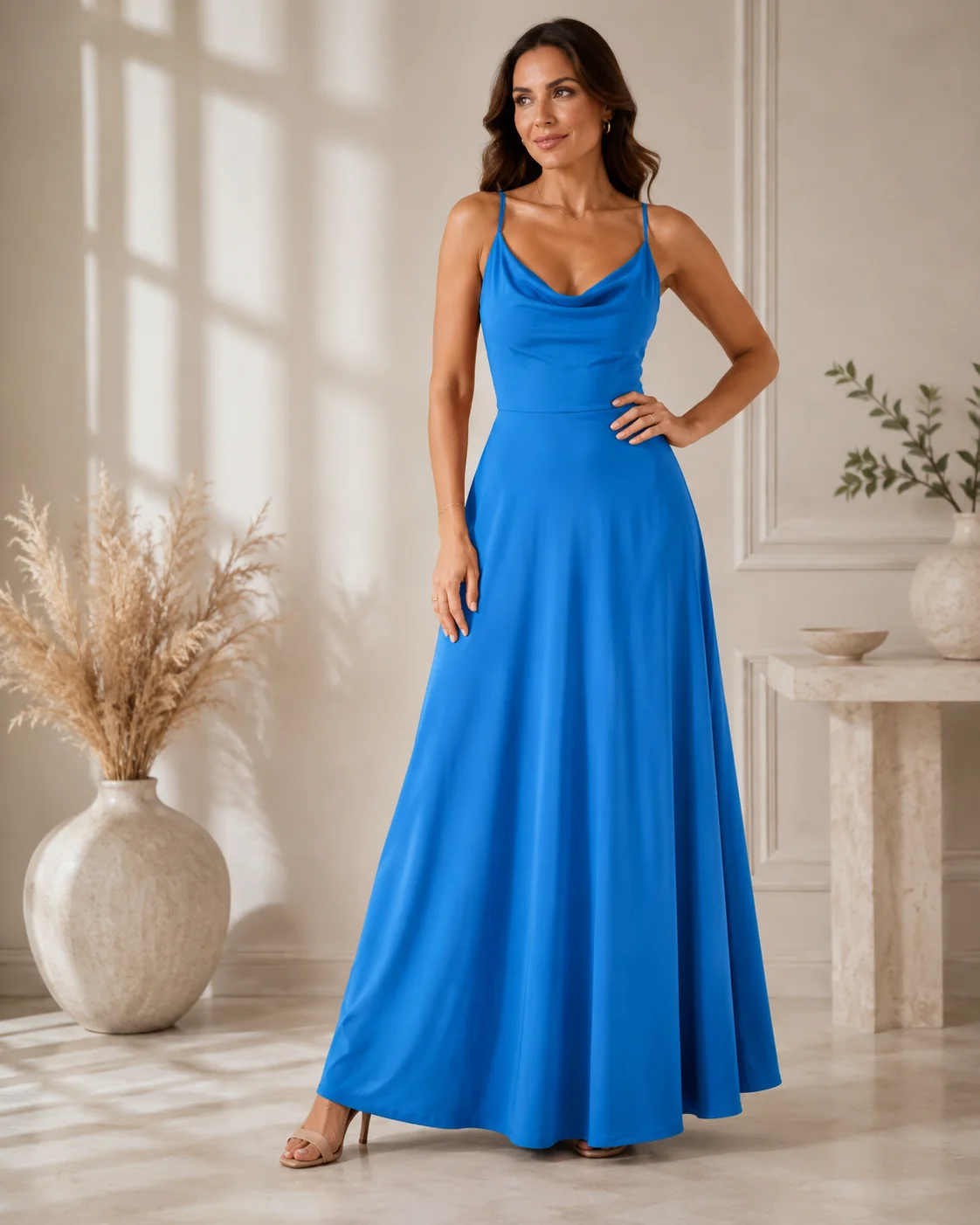 Elena | Maxi Dress with Cowl Neck and Side Split