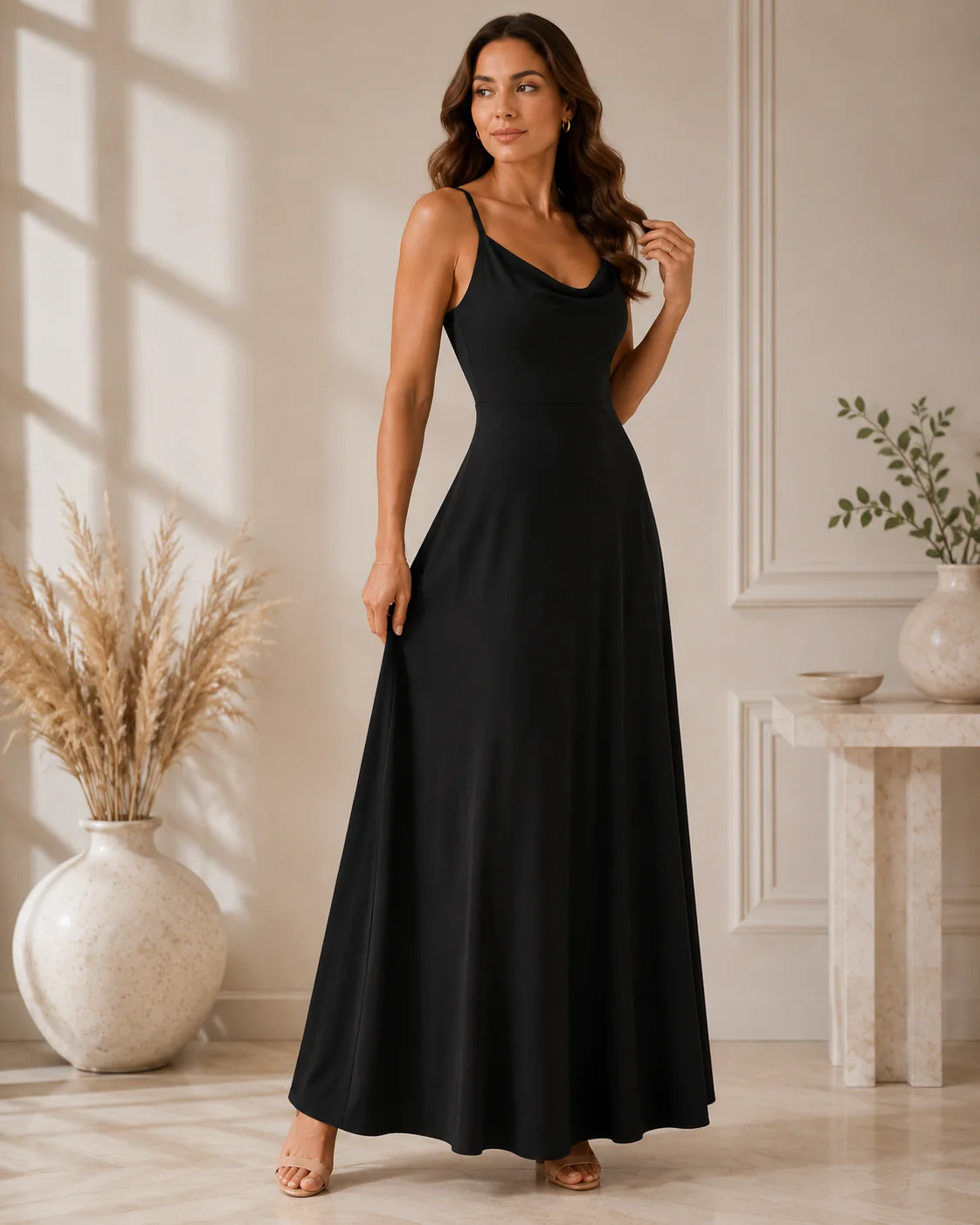 Elena | Maxi Dress with Cowl Neck and Side Split