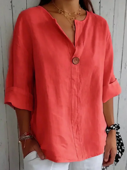 Gemma | Relaxed V-Neck Blouse with Button