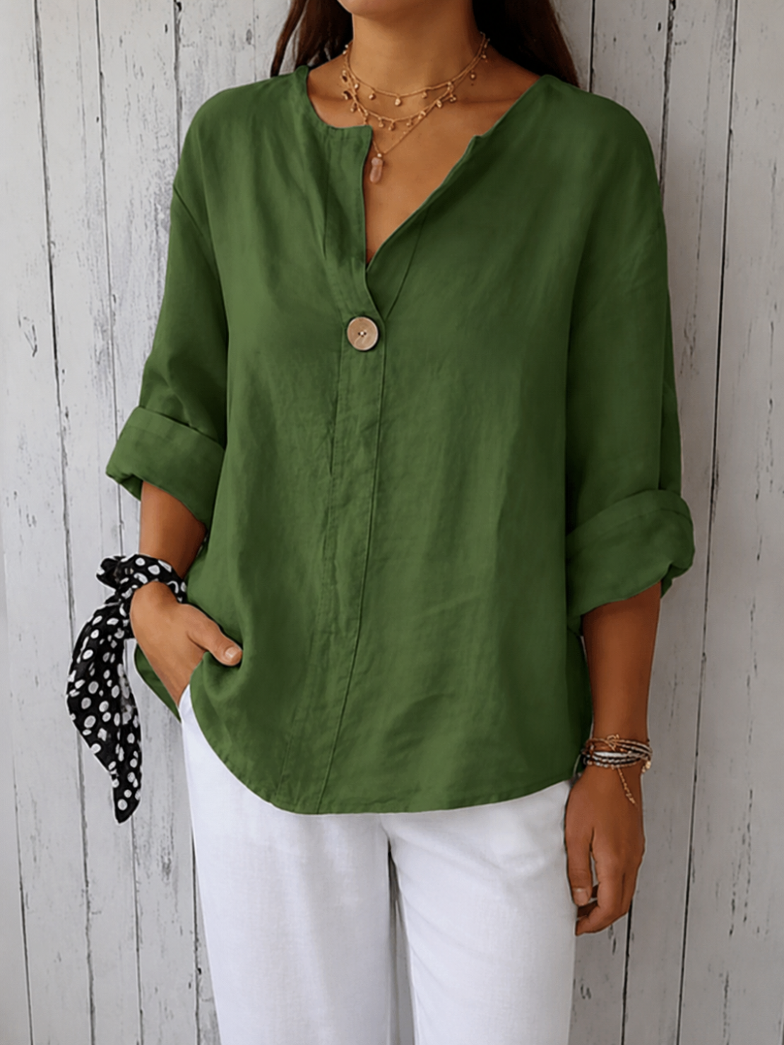 Gemma | Relaxed V-Neck Blouse with Button