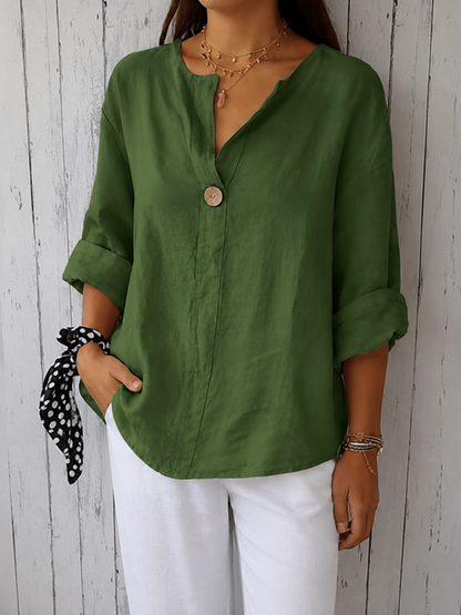 Gemma | Relaxed V-Neck Blouse with Button