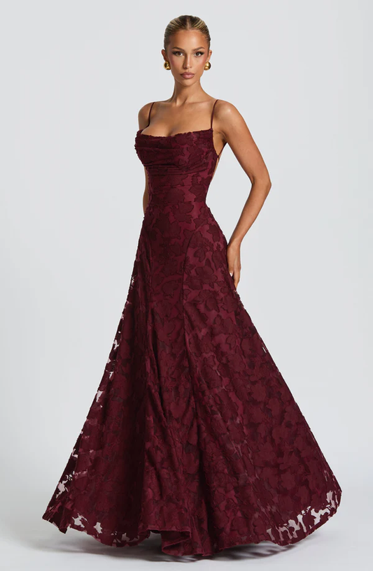 Isla | Maxi Dress with Flared Skirt and Lace-Up Back