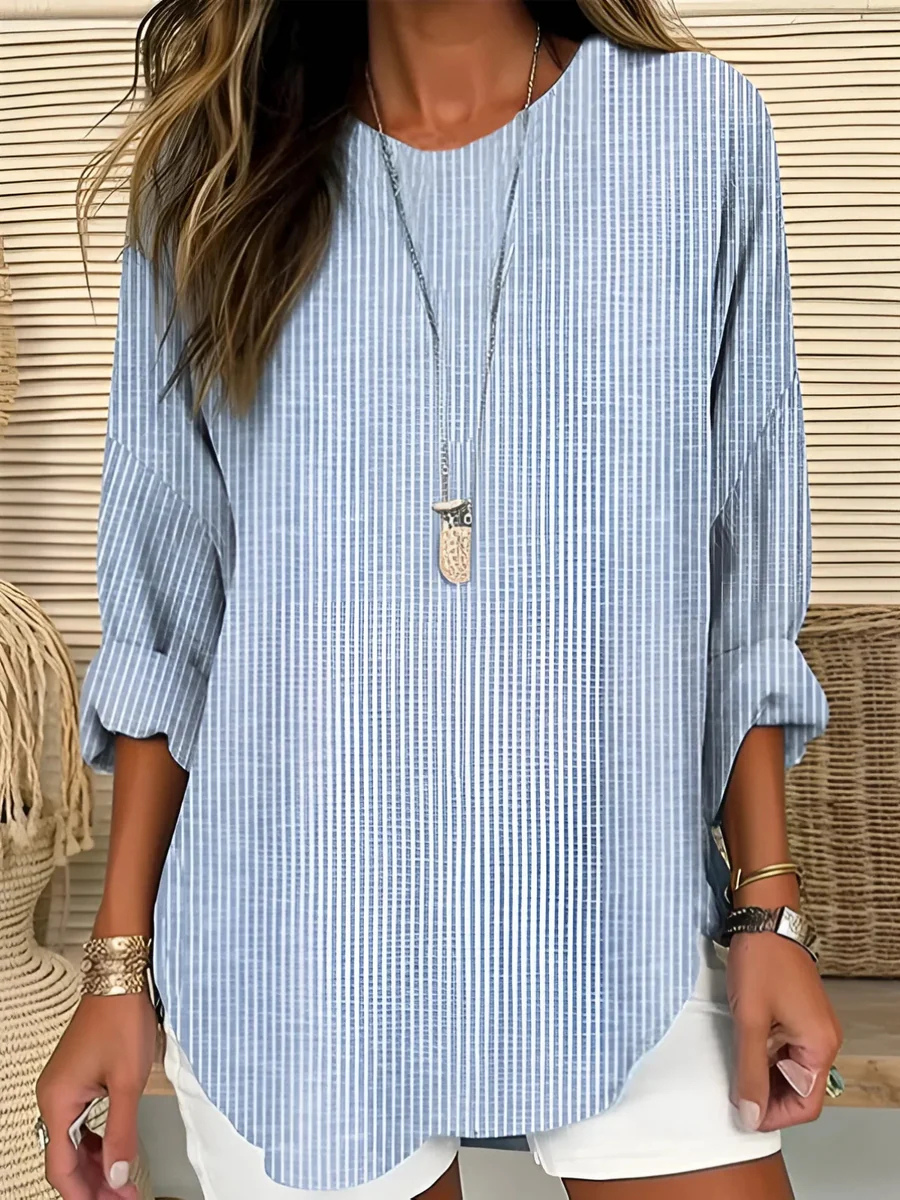 Marina | Striped Blouse with Three-Quarter Sleeves