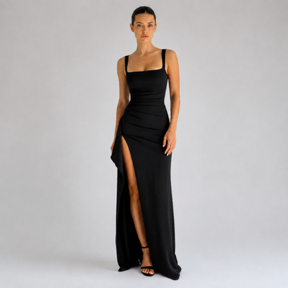 Nora | Maxi Dress with Square Neckline and High Split