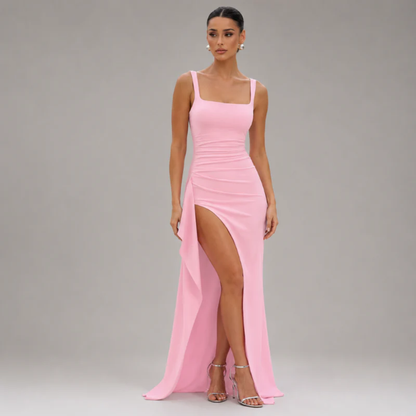 Nora | Maxi Dress with Square Neckline and High Split