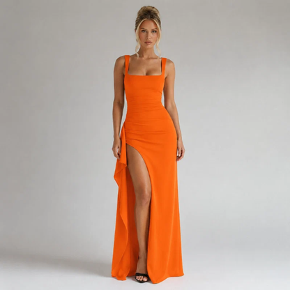 Nora | Maxi Dress with Square Neckline and High Split