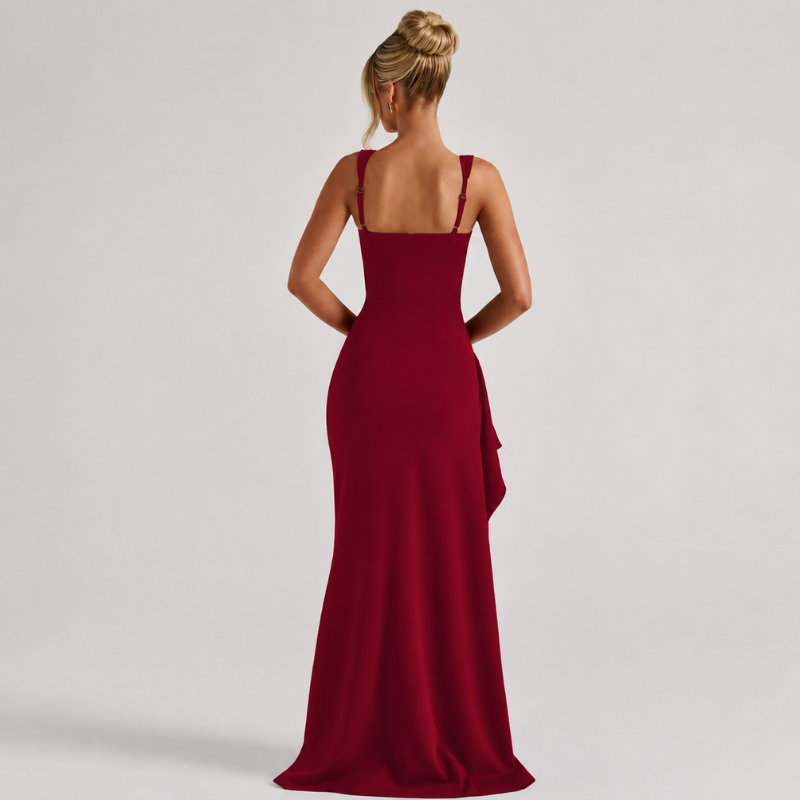 Nora | Maxi Dress with Square Neckline and High Split