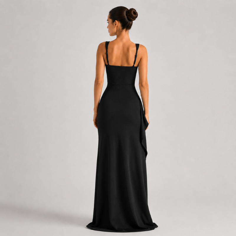 Nora | Maxi Dress with Square Neckline and High Split