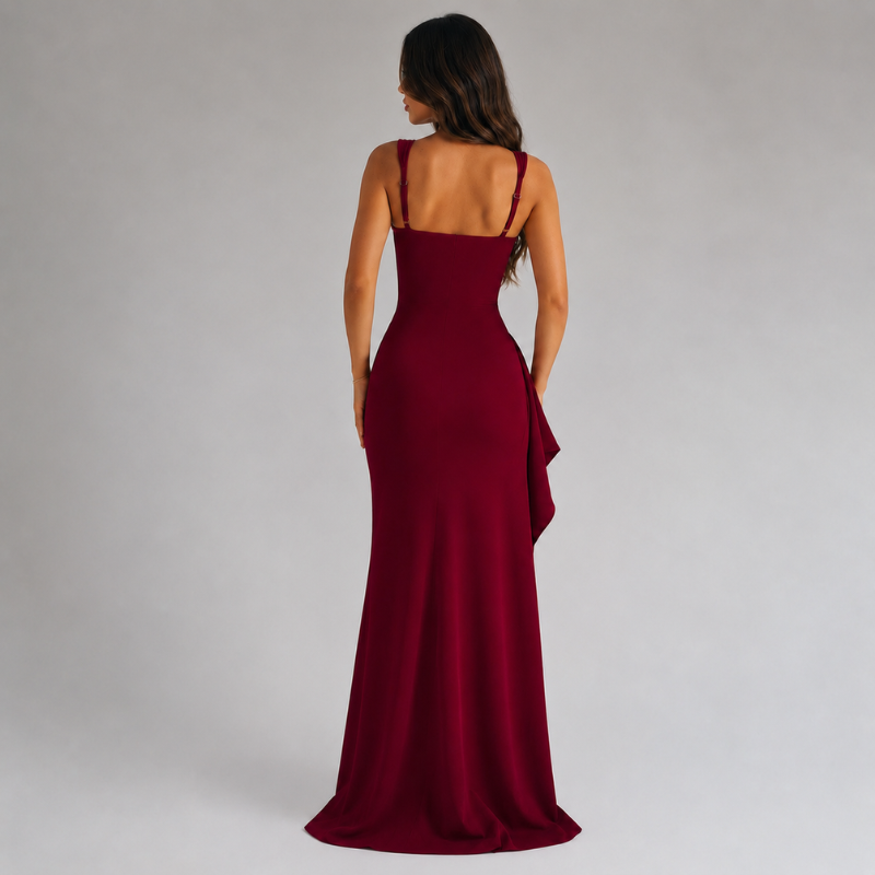 Nora | Maxi Dress with Square Neckline and High Split