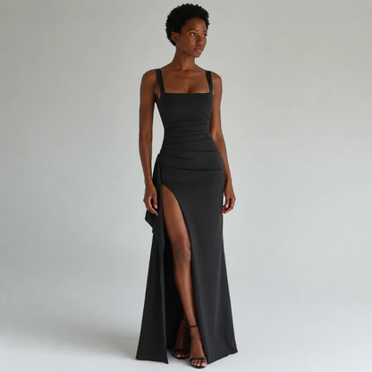 Nora | Maxi Dress with Square Neckline and High Split