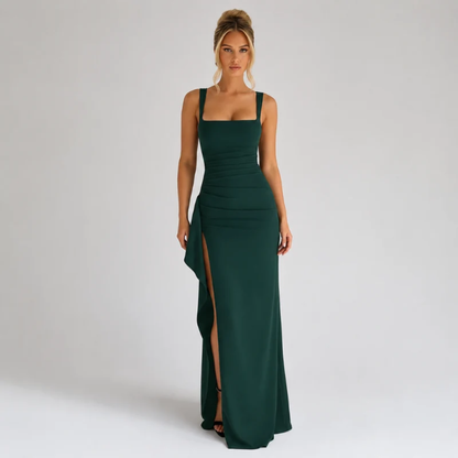 Nora | Maxi Dress with Square Neckline and High Split