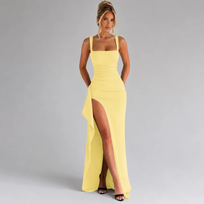 Nora | Maxi Dress with Square Neckline and High Split